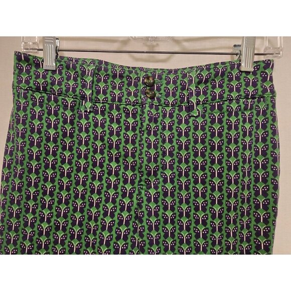 Anthropologie Womens Slim Trouser Pants Size 2 Green Butterfly Print - Picture 3 of 9